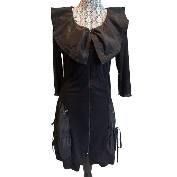 Paolo Tricot Dress, black, size Large, sheer sleeves, Wednesday Adams, witch - Picture 5 of 15